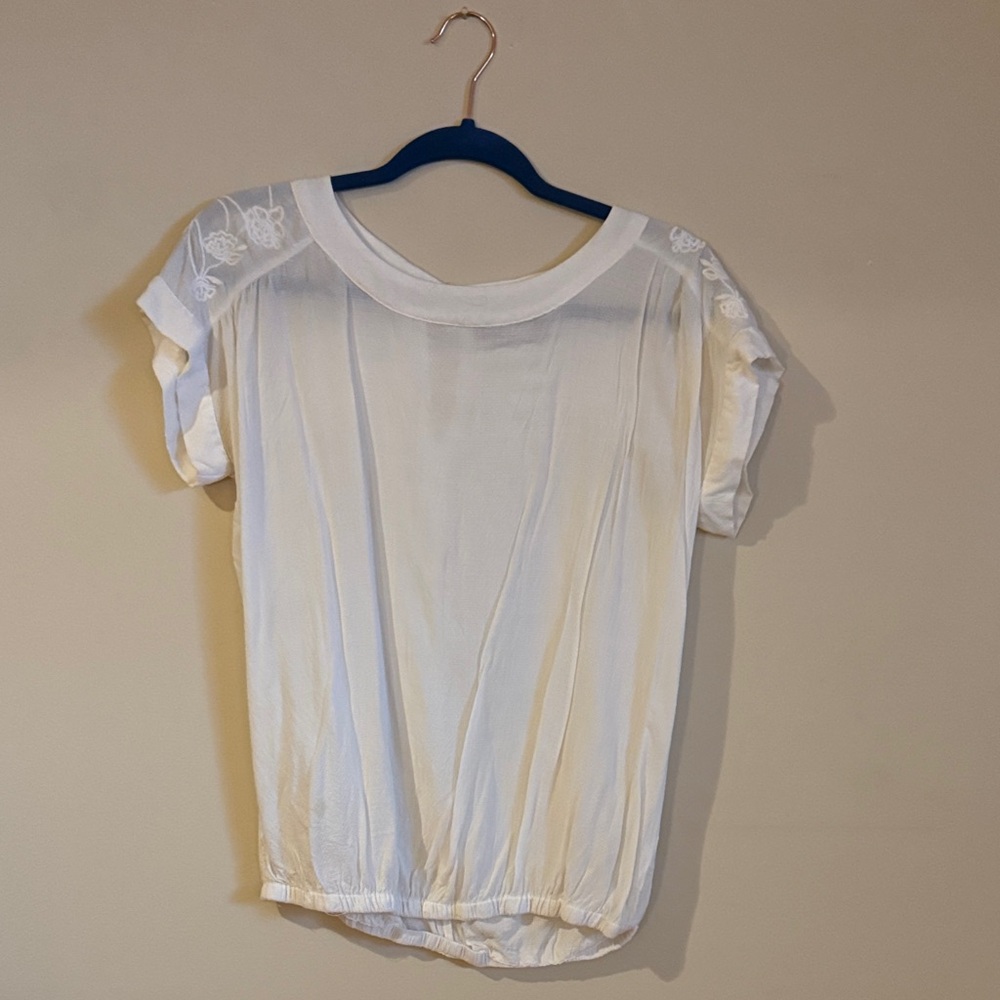 a.n.a White Blouse with Embroidered Shoulders
